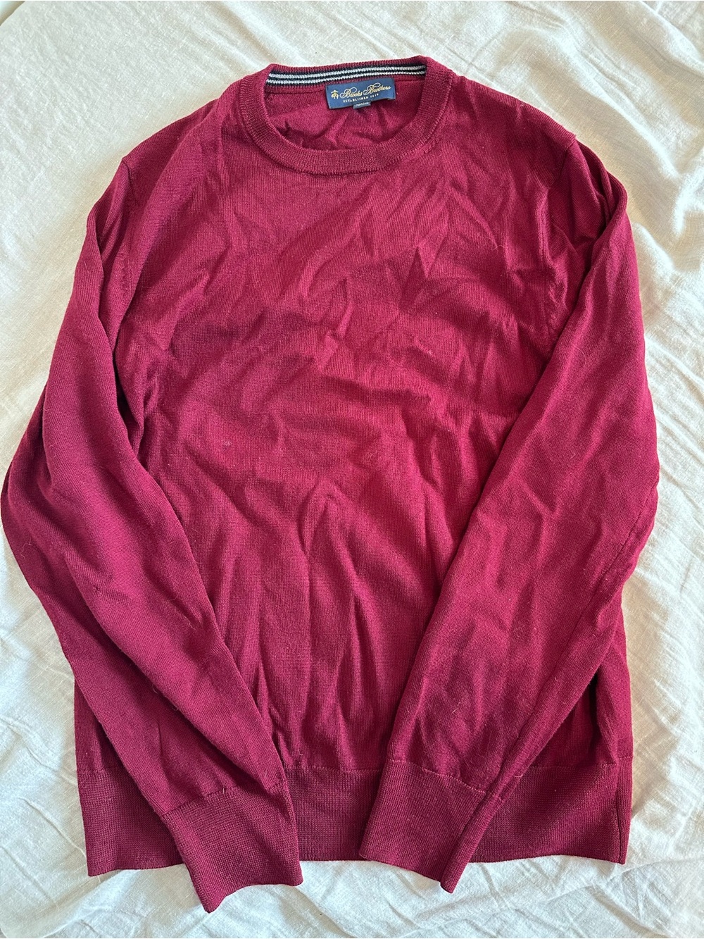 Brooks Brothers 100% Marino Wool Burgundy Crewneck Sweater